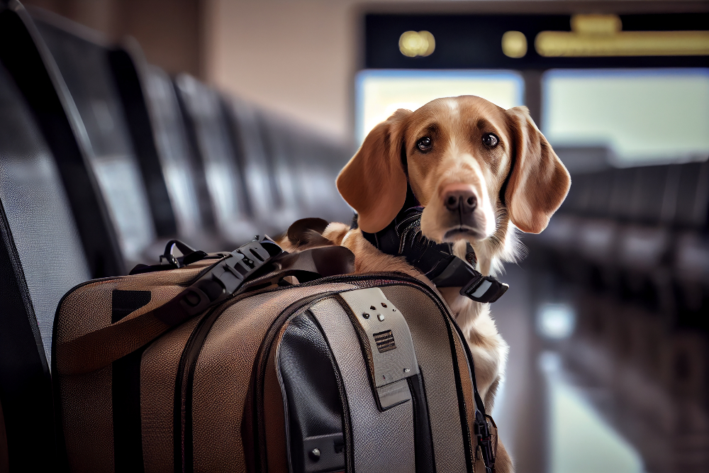 Dog ready to travel